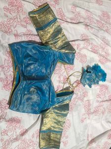 Blue  Lehenga Choli pure gold zari silk