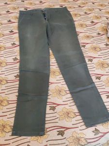 Olive Green Straight Fit Pants