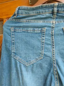 Y2K Beaded Ripped Blue Bootcut Jeans