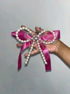 Cute Pearl Ribbon Large size Bow Keychain💖