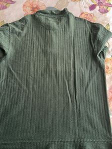 Green Textured Polo Shirt