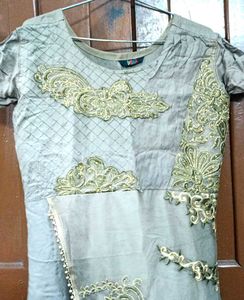 Designer long dress with Gold Embroidery