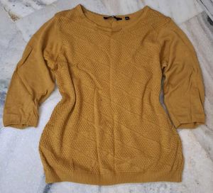 Mustard Knit 3/4 Sleeve Top