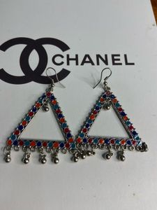 Ethnic Colorful Triangle Drop Earrings