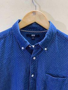Classic Blue Polka Dot Button-Down Shirt