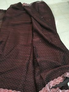Elegant wine colour Embellished Saree