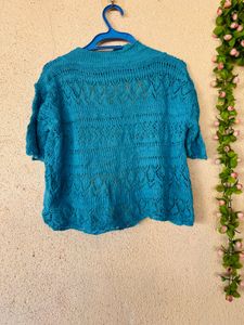 Teal Blue Knit Bolero Cardigan