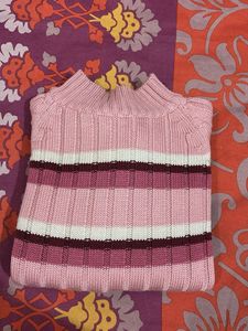 Striped Knit Turtleneck Sweater