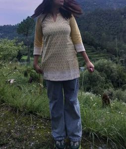 Yellow Embroidered Geet Style Kurta