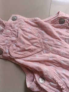 Pink Heart Print Corduroy Overalls