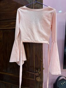 Pink Bell Sleeve Wrap Top