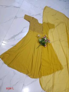 Yellow Ethnic Gown with Dupatta