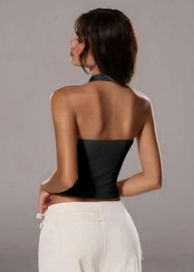 Chic Black Halter Top with Ring Detail