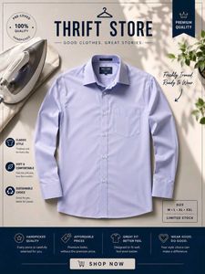 Classic Fit Men's Dress Shirt - Light Blue