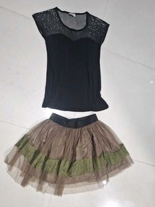 Sparkly Black Mesh Top with Tulle Skirt
