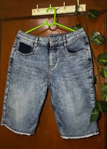 Washed Denim Bermuda Shorts