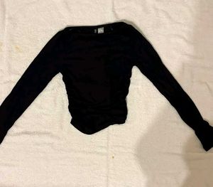 Black Long Sleeve Ruched Top