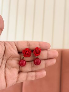 Red Rose Drop Earrings