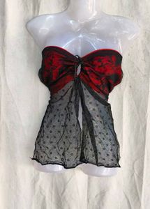 Exquisite Red &amp; Black Lace Top