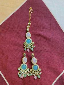 Designer Maang Tikka &amp; Earrings Set