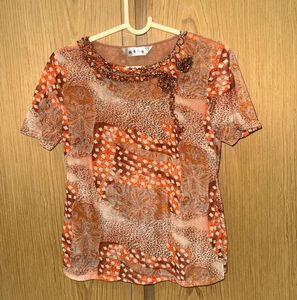 Vintage Y2K Patterned Sheer Top