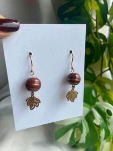 Unique Leaf &amp; Bead Dangle Earrings