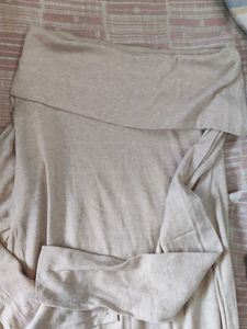 Cream Off-Shoulder Long Sleeve Top