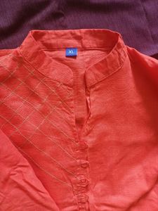 Women's Coral Cotton Kurta