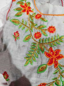 Elegant Grey Embroidered Anarkali Gown