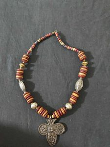Boho Beaded Necklace with Pendant