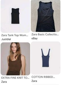 ZARA Sleek Black Square Neck Tank Top