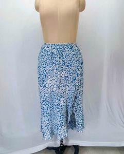 Floral Print Midi  Cascade Skirt