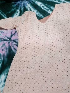 Elegant Pink Eyelet Blouse