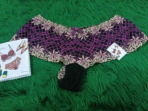 Lace Trimmed Pink &amp; Black Briefs