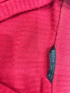 Red Cropped V-Neck top