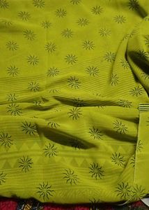 Vibrant Yellow Saree with Black Print