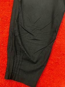 Black Cotton Casual Pants