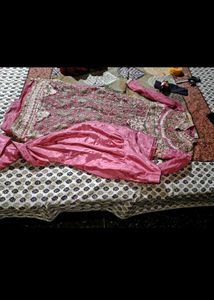 Embroidered shirt with pajami and kurta fre
