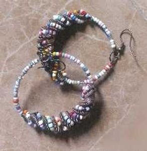 Colorful Beaded Hoop Earrings