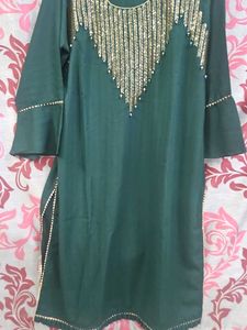 Green Embroidered Kurta  sharara  sat with dupatta