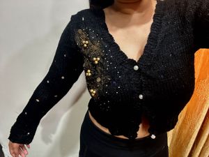Embellished Black Cardigan👀🦅