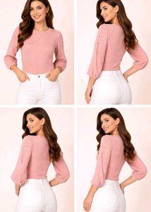 Chic Pink Pearl Sleeve Top🩷🦪