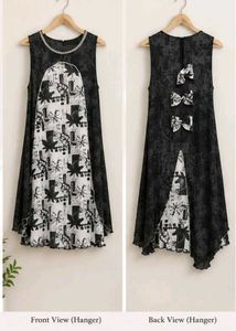 Elegant Black &amp; White One piece with Leaf Print