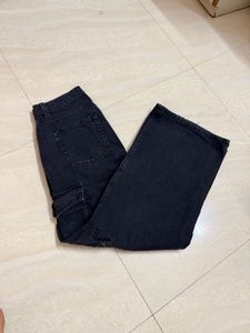 Dark Wash Wide Leg Cargo Jeans