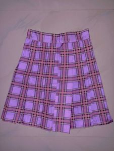 Purple Plaid Pleated Mini Skirt