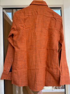 Orange Colour Stitched Shirt For Men