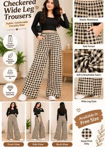 Checkered Wide Leg Trousers