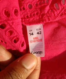 George Pink Lace Cotton Top L