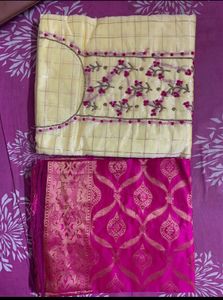 Elegant Yellow Kurta with Pink Dupatta