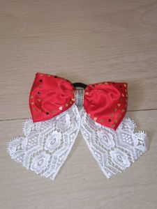 Red & Lace Hair Bow